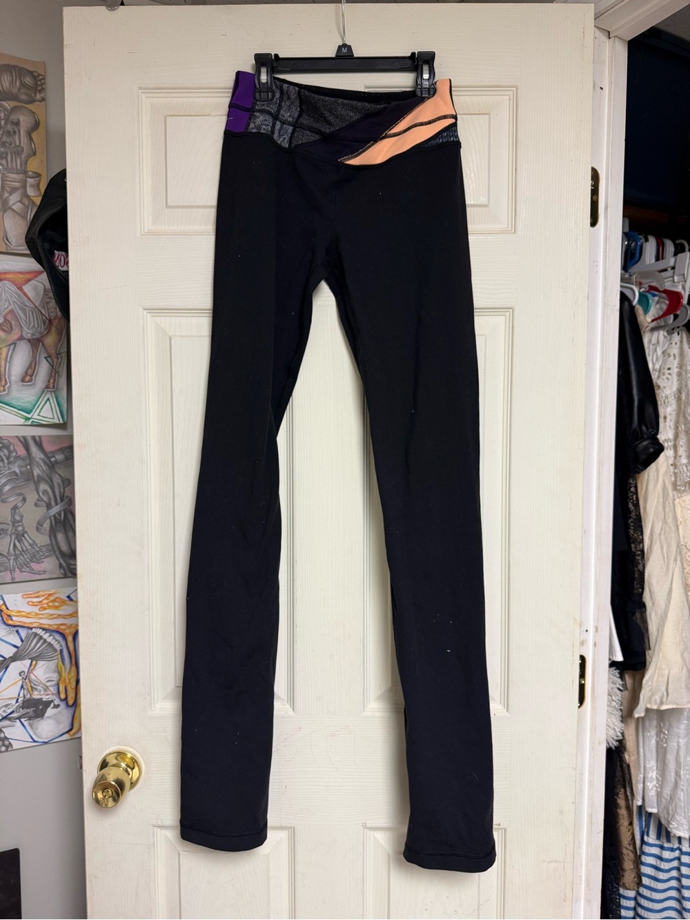 Reversible lululemon athletica Black Leggings with Purple and Peach Waistband